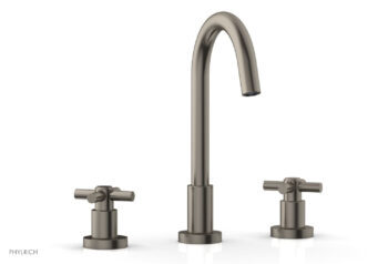 Phylrich BASIC Widespread Faucet, 10 1/2" High Spout, Tubular Cross Handles D134 - Pewter