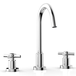 Phylrich BASIC Widespread Faucet, 10 1/2″ High Spout, Tubular Cross Handles D134 – Polished Chrome