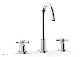 Phylrich BASIC Widespread Faucet, 10 1/2" High Spout, Tubular Cross Handles D134 - Polished Chrome