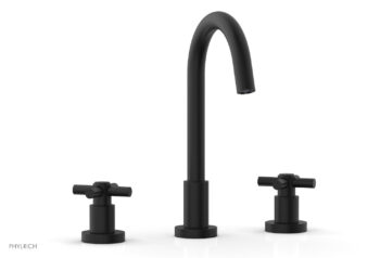 Phylrich BASIC Widespread Faucet, 10 1/2" High Spout, Tubular Cross Handles D134 - Matte Black