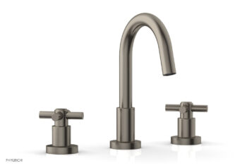 Phylrich BASIC Widespread Faucet, 8 1/2" High Spout, Tubular Cross Handles D135 - Pewter