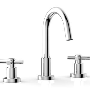 Phylrich BASIC Widespread Faucet, 8 1/2″ High Spout, Tubular Cross Handles D135 – Polished Chrome