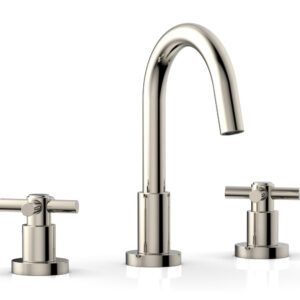 Phylrich BASIC Widespread Faucet, 8 1/2″ High Spout, Tubular Cross Handles D135 – Polished Nickel