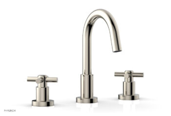 Phylrich BASIC Widespread Faucet, 8 1/2" High Spout, Tubular Cross Handles D135 - Polished Nickel
