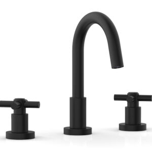 Phylrich BASIC Widespread Faucet, 8 1/2″ High Spout, Tubular Cross Handles D135 – Matte Black
