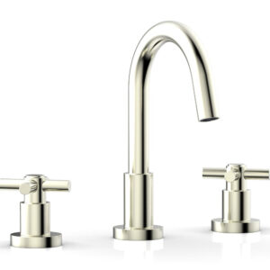 Phylrich BASIC Widespread Faucet, 8 1/2″ High Spout, Tubular Cross Handles D135 – Satin Nickel