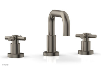 Phylrich BASIC Widespread Faucet, 6 3/8" High Spout, Tubular Cross Handles D136 - Pewter