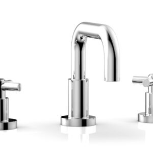 Phylrich BASIC Widespread Faucet, 6 3/8″ High Spout, Tubular Cross Handles D136 – Polished Chrome