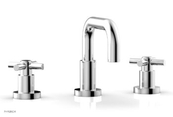 Phylrich BASIC Widespread Faucet, 6 3/8" High Spout, Tubular Cross Handles D136 - Polished Chrome