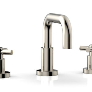 Phylrich BASIC Widespread Faucet, 6 3/8″ High Spout, Tubular Cross Handles D136 – Polished Nickel