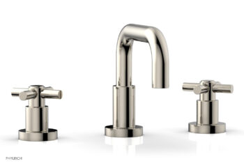 Phylrich BASIC Widespread Faucet, 6 3/8" High Spout, Tubular Cross Handles D136 - Polished Nickel