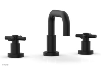 Phylrich BASIC Widespread Faucet, 6 3/8" High Spout, Tubular Cross Handles D136 - Matte Black