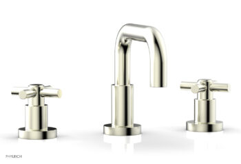 Phylrich BASIC Widespread Faucet, 6 3/8" High Spout, Tubular Cross Handles D136 - Satin Nickel