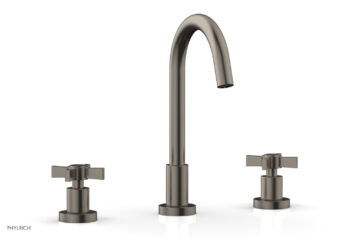 Phylrich BASIC Widespread Faucet, 10 1/2" High Spout, Blade Cross Handles D137 - Pewter