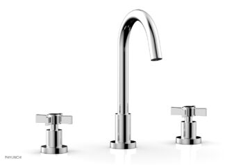 Phylrich BASIC Widespread Faucet, 10 1/2" High Spout, Blade Cross Handles D137 - Polished Chrome