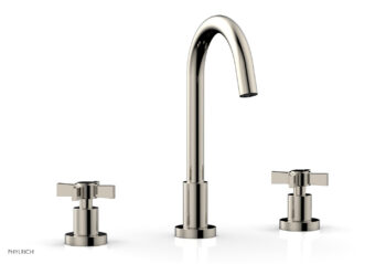 Phylrich BASIC Widespread Faucet, 10 1/2" High Spout, Blade Cross Handles D137 - Polished Nickel