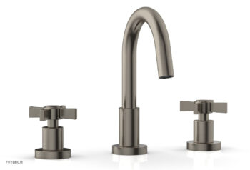 Phylrich BASIC Widespread Faucet, 8 1/2" High Spout, Blade Cross Handles D138 - Pewter
