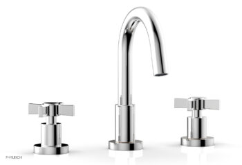 Phylrich BASIC Widespread Faucet, 8 1/2" High Spout, Blade Cross Handles D138 - Polished Chrome