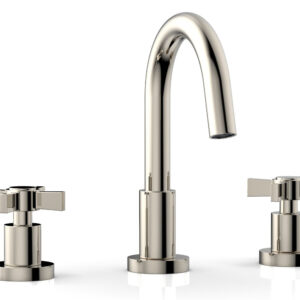 Phylrich BASIC Widespread Faucet, 8 1/2″ High Spout, Blade Cross Handles D138 – Polished Nickel