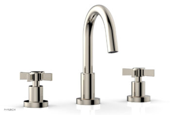 Phylrich BASIC Widespread Faucet, 8 1/2" High Spout, Blade Cross Handles D138 - Polished Nickel