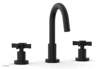 Phylrich BASIC Widespread Faucet, 8 1/2" High Spout, Blade Cross Handles D138 - Matte Black