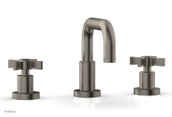 Phylrich Basic Widespread Faucet, 6 3/8" High Spout, Blade Cross Handles D139 - Pewter