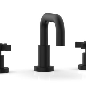 Phylrich Basic Widespread Faucet, 6 3/8″ High Spout, Blade Cross Handles D139 – Matte Black