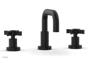 Phylrich Basic Widespread Faucet, 6 3/8" High Spout, Blade Cross Handles D139 - Matte Black