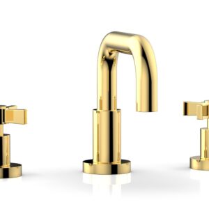 Phylrich Basic Widespread Faucet, 6 3/8″ High Spout, Blade Cross Handles D139 – Polished Gold