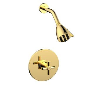 Phylrich BASIC Pressure Balance Shower Set – Tubular Cross Handle DPB3134 – Polished Gold