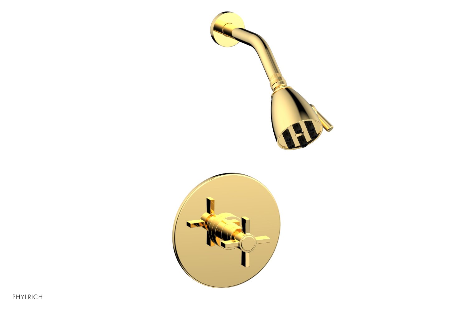 Phylrich BASIC Pressure Balance Shower Set - Blade Cross Handle DPB3137 - Polished Gold