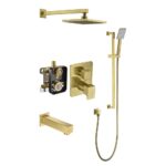 Dawn®  Biscayne 3-way Shower Combo Set Wall Mounted Showerhead with Slide bar handheld shower and tub spout, Matte Gold