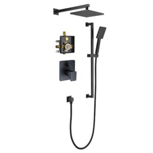 Dawn® Big Sur 2-way Shower Combo Set Wall Mounted Showerhead with Slide bar handheld shower , Matte Black