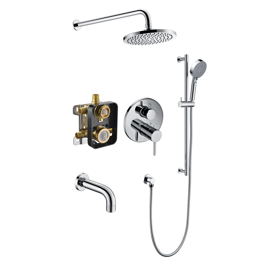 Dawn® Joshua Tree 3-way Shower Combo Set Wall Mounted Showerhead with Slide bar handheld shower and tub spout, Chrome