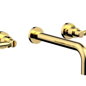 Phylrich BASIC Wall Lavatory Set 10″ Spout – Lever Handles DWL130-10 – Polished Gold
