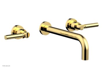 Phylrich BASIC Wall Lavatory Set 10" Spout - Lever Handles DWL130-10 - Polished Gold