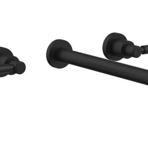 Phylrich BASIC Wall Lavatory Set 12″ Spout – Lever Handles DWL130-12 – Matte Black