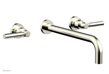 Phylrich BASIC Wall Lavatory Set 12" Spout - Lever Handles DWL130-12 - Satin Nickel
