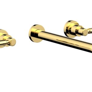 Phylrich BASIC Wall Lavatory Set 12″ Spout – Lever Handles DWL130-12 – Polished Gold