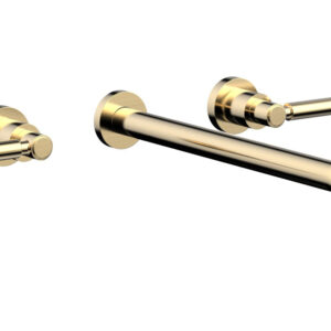 Phylrich BASIC Wall Lavatory Set 14″ Spout – Lever Handles DWL130-14 – Satin Brass