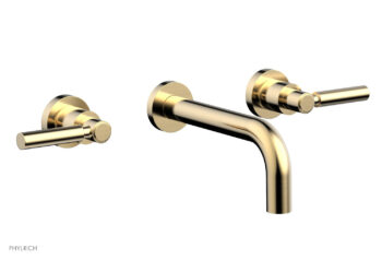 Phylrich BASIC Wall Lavatory Set 7 1/2" Spout - Lever Handles DWL130 - Satin Brass