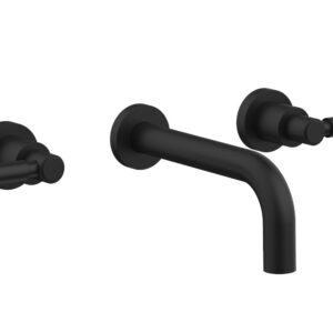 Phylrich BASIC Wall Lavatory Set 7 1/2″ Spout – Lever Handles DWL130 – Matte Black