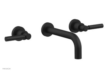 Phylrich BASIC Wall Lavatory Set 7 1/2" Spout - Lever Handles DWL130 - Matte Black