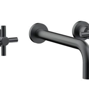 Phylrich BASIC Wall Lavatory Set 10″ Spout – Tubular Cross Handles DWL134-10 – Gun Metal