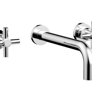 Phylrich BASIC Wall Lavatory Set 10″ Spout – Tubular Cross Handles DWL134-10 – Polished Chrome