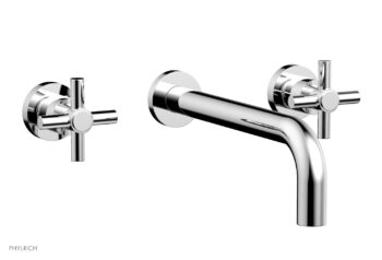 Phylrich BASIC Wall Lavatory Set 10" Spout - Tubular Cross Handles DWL134-10 - Polished Chrome