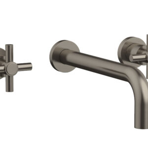 Phylrich BASIC Wall Lavatory Set 10″ Spout – Tubular Cross Handles DWL134-10 – Pewter
