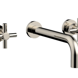 Phylrich BASIC Wall Lavatory Set 10″ Spout – Tubular Cross Handles DWL134-10 – Polished Nickel