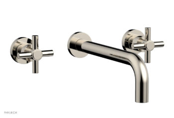Phylrich BASIC Wall Lavatory Set 10" Spout - Tubular Cross Handles DWL134-10 - Polished Nickel