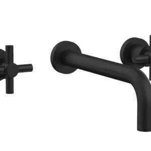 Phylrich BASIC Wall Lavatory Set 10″ Spout – Tubular Cross Handles DWL134-10 – Matte Black